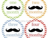 Baby Boy Onesie Stickers...Colorful Chevron and Mustaches...Mustache Baby Shower or Photo Prop...Great for Scrapbooking