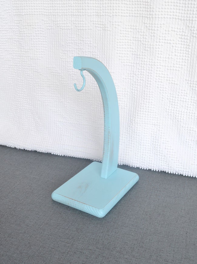 Aqua Banana Tree Hanger Holder Tree Upcycled Distressed Banana Tree Shabby Chic Coastal Decor