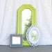 Ornate Lime Green Grey White Upcycled Mirror collection.... Painted Modern Mirror set of 3