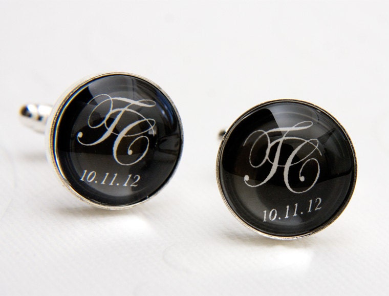 Monogrammed Wedding Cufflinks - Personalized with Two Initials - Perfect for the Groom and Groomsmen