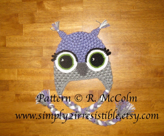 Alice Owl Hat Pattern - Crochet Pattern 14 - Beanie and Earflap Pattern - Newborn to Adult - INSTANT Download - US and UK Terms