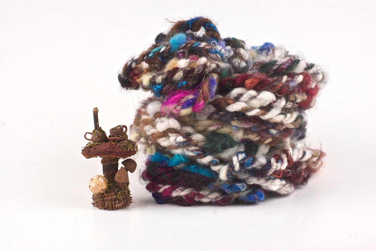 Handspun Art Yarn - Super Bulky Textured Yarn -  Fairy Parlour