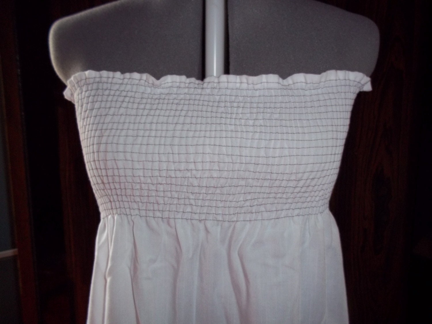 sale - white and brown strapless mini dress - free shipping to U.S.