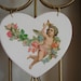 vintage shabby chic,Victorian style cherub/flowers decoupage,French-painted wooden heart.