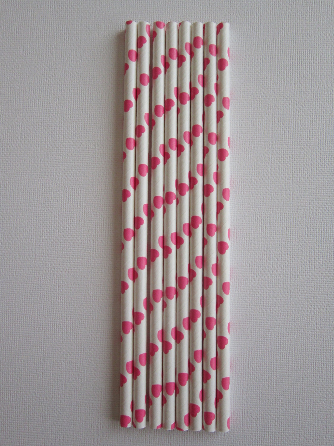 25 Bubble Gum Pink Heart Paper Drinking Straws Il_570xn