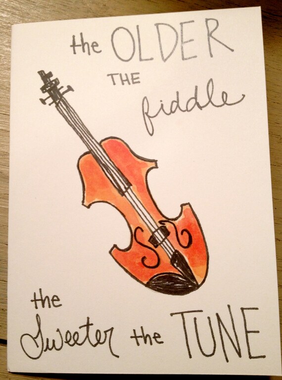 Items similar to Birthday card. Happy birthday card. Fiddle. Folk art