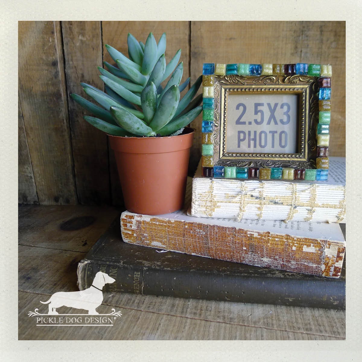 Out to Sea. Photo Frame -- (Vintage-Style, Glass Tile, Mosaic, 2x3 Picture Frame, Home Decor, Unique Gift)