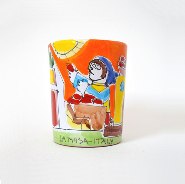 La Musa Italian Pottery Mug in the Style of Desimone