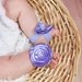 Lavender satin singed flower baby barefoot sandals with beaded accents