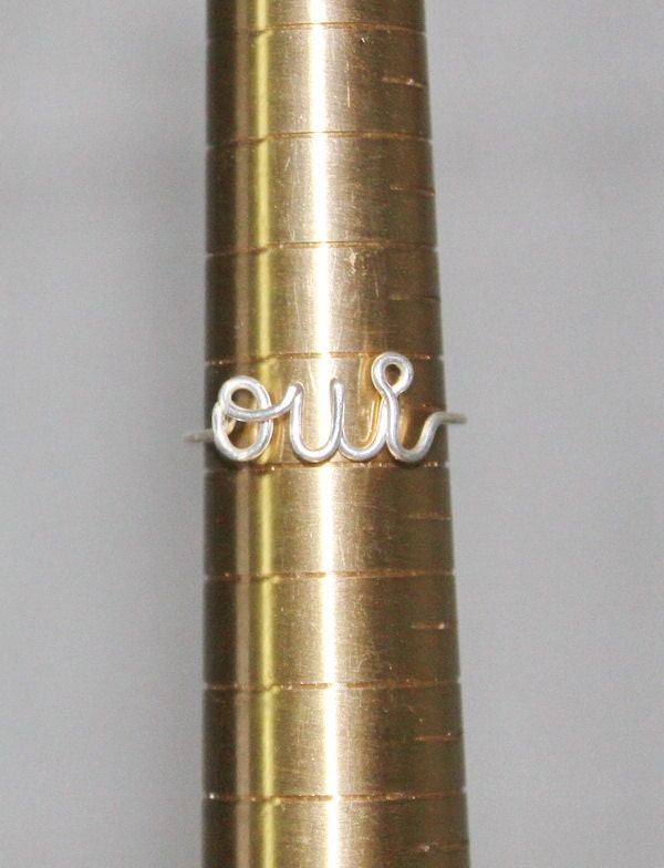 Sterling Silver OUI Ring, French Word Ring
