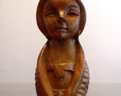 SALE Handmade Carved Wood Woman Figure 6.25"