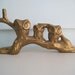 RESERVED CG Vintage Brass Owls on a Branch, Brass Knick Knack, Vintage Brass Decor