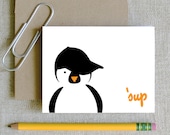 sup penguin whats up hipster hood penguin doodle card totem animal in sideways hat