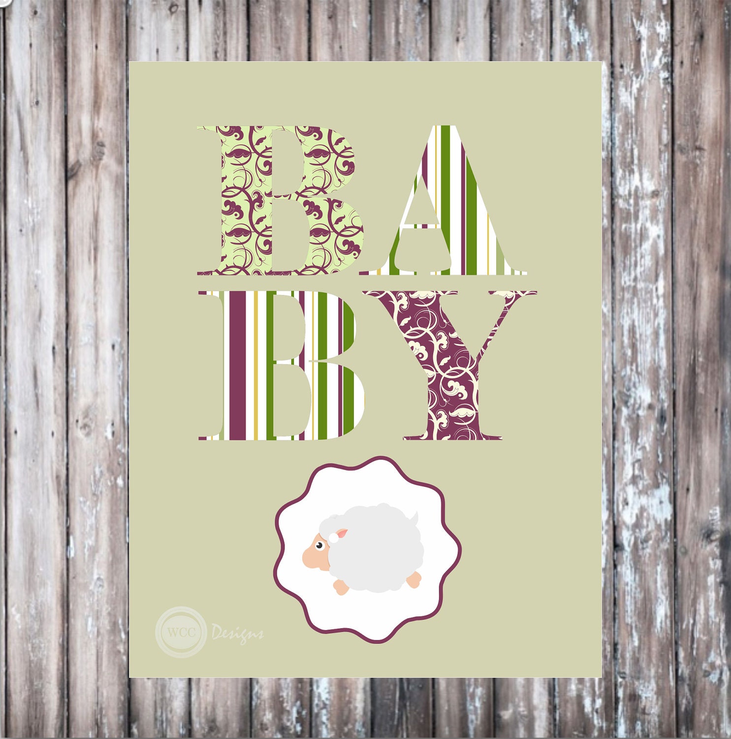 LITTLE LAMB Baby Shower or First Birthday Artwork - Little Lamb Nursery Artwork Il_570xn
