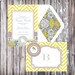 LITTLE BIRD Baby Shower or Birthday Party Invitation - Yellow and Gray Invitation