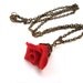 Vintage Inspired Polymer Clay Red Rose Necklace. Red Flower Pendant Necklace. Red Jewelry. Flower Jewelry