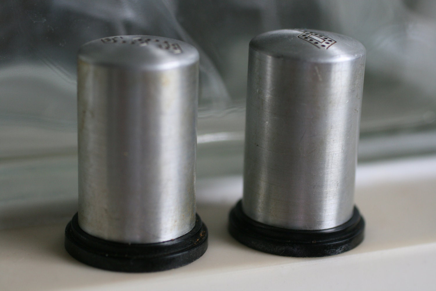 Vintage Metal Salt and Pepper Shakers 1950's Retro by AbateArts