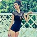 New black leotard with a floral mesh