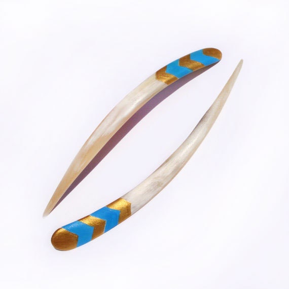 Hair Sticks Fork Carving Hairpin Hair Accessory Horn Tribal MariyaArts