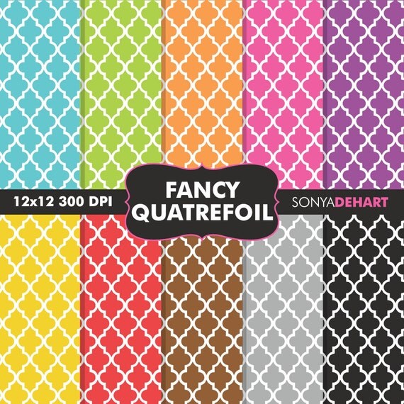 Digital Scrapbooking Printable Paper Pattern Pack Fancy Quatrefoil Instant Download Il_570xn