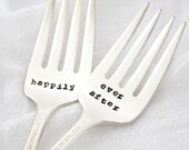 Happily Ever After- Table Setting, hand stamped wedding forks, for wedding or engagement gift By MilkandHoneyLuxuries