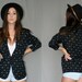 Black Single Button Strong Shoulder Paisley Print Blazer