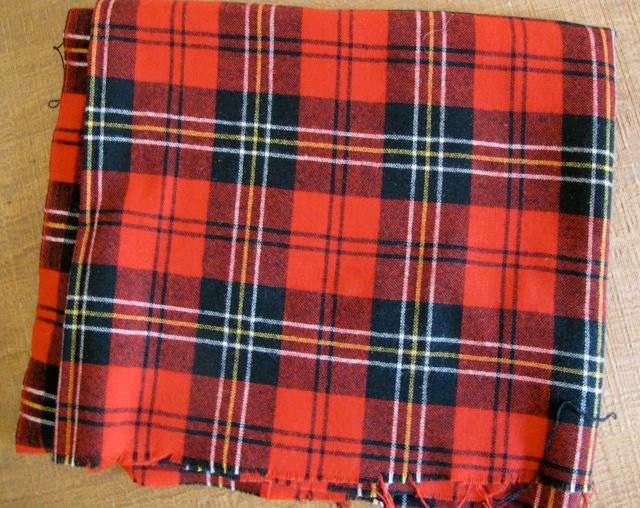 Wool Plaid Fabric Yardage - Red and Black Tartan Fabric - Yardage