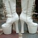 Outraegeous 1970s White Patent Leather Platform Go Go Boots