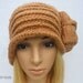 Chunky Crochet Flapper Cloche beanie brimmed Hat 192O Womens Ladies Teens Elegant Brown Angora Wool Vintage Romantic Style Gift