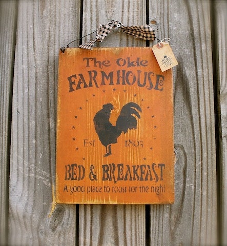 The Olde Farmhouse Rooster Pumpkin Fall Sign Primitive Rustic