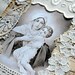 TREASURY ITEM - Madonna and Child fabric collage, vintage French lace and religious medal. OOAK