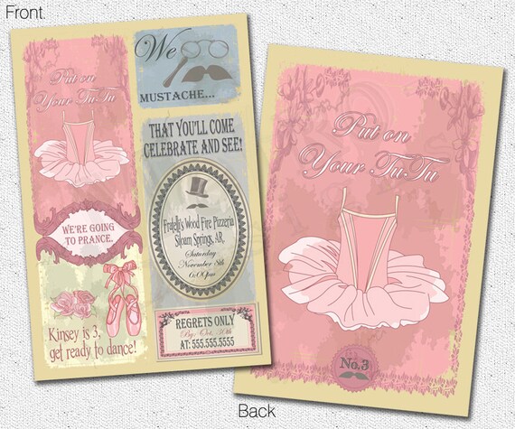 TuTu & Mustache - Invitations Il_570xn
