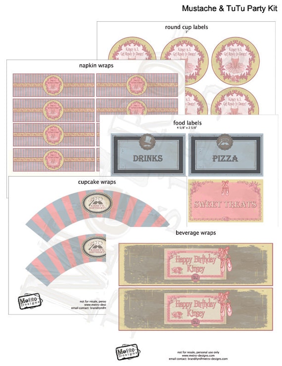 Mustache and Tutu Deluxe Party Kit Il_570xn