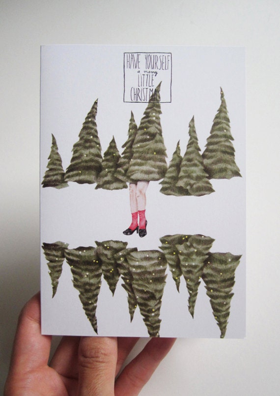 Walking forest // Holiday card with envelope