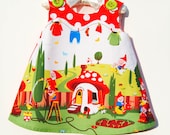 On Sale - Aline Dress - Gnomeville - Peasant Dress - Children Dress - Princess - Baby Toddler - KK Children Designs - 9M to 3T