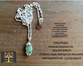 Long silver healing crystal Aventurine necklace lead free allergy free green gemstone lovley called "NLSI Aventurine"