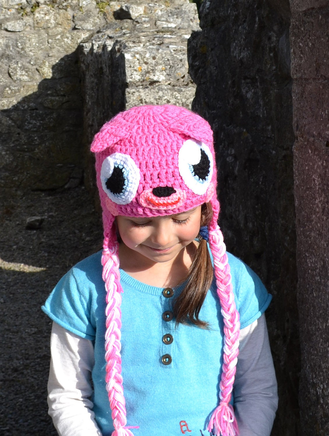 Pink Monster Hat, Crochet Baby Hat, Animal Hat, photo prop, Inspired by Moshi Monsters  - Baby, Toddler, Child