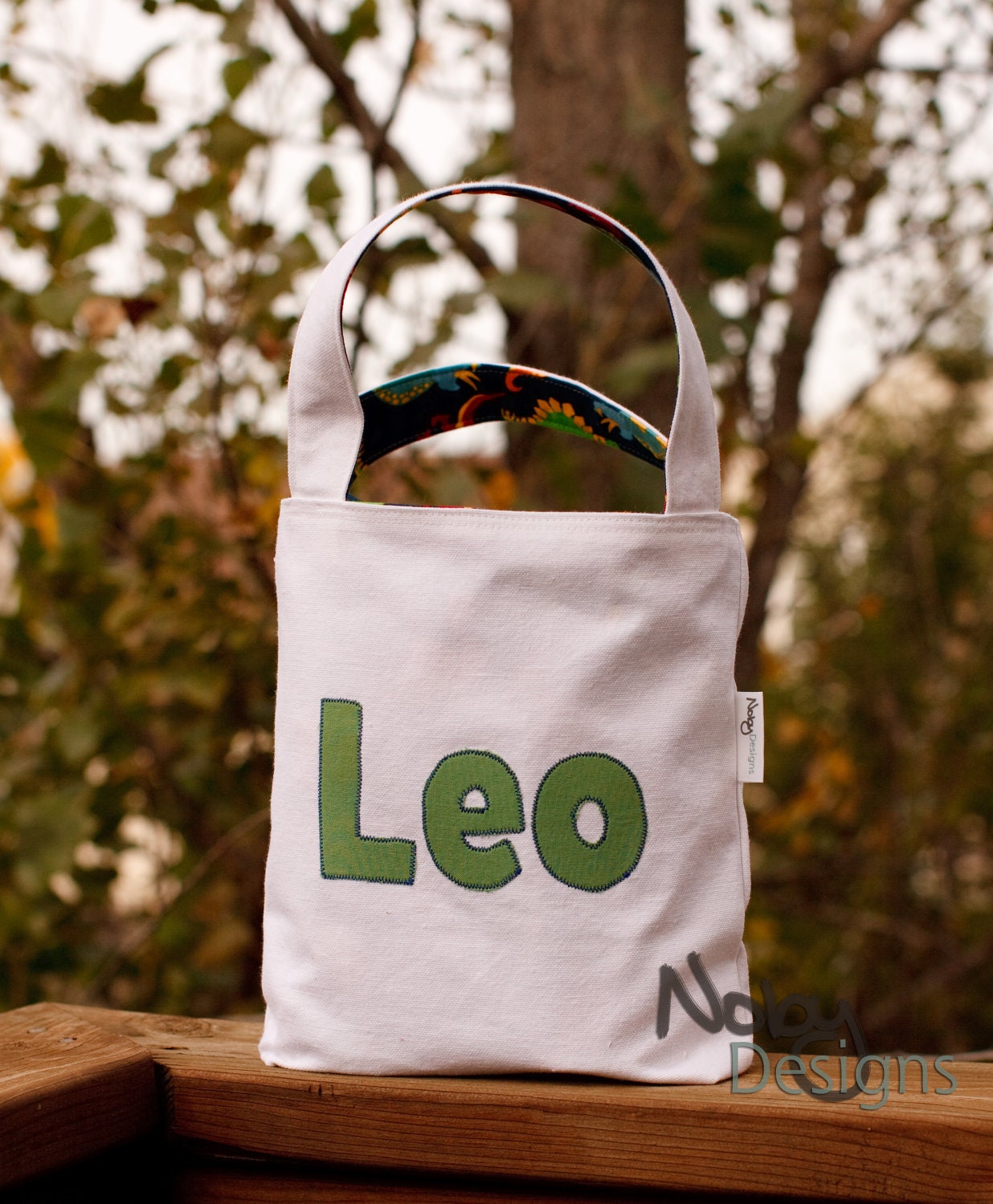 Custom Appliqued Personalized Boy's Tote  - "Dino"