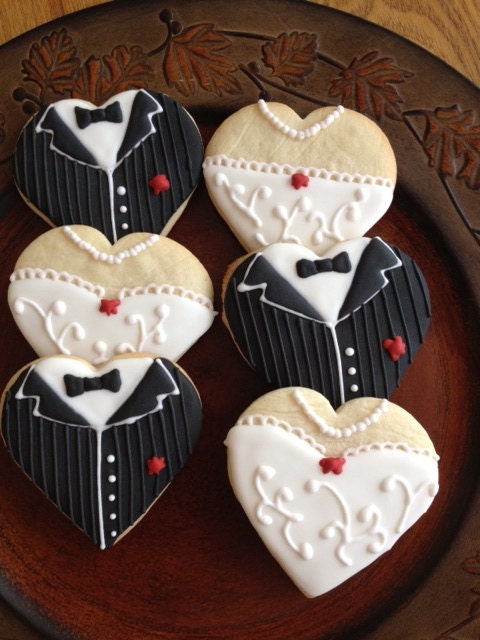 Wedding dress & tuxedo cookie favors