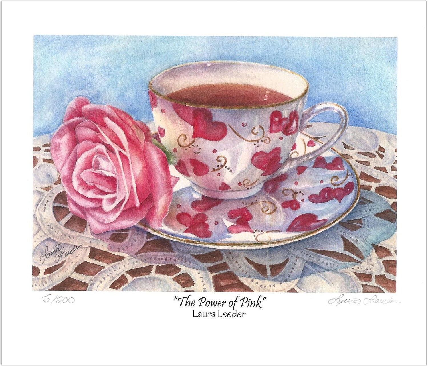 Heart Teacup Print-The Power Of Pink  5x7 Small Fine Art Print