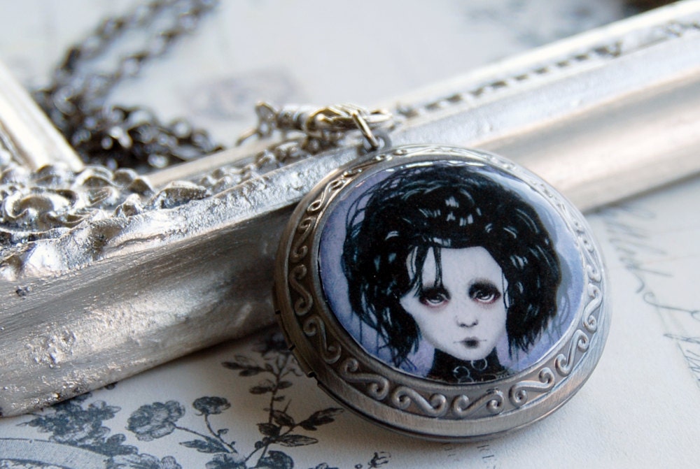 Edward Scissorhands locket - original art print necklace