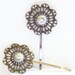 Handmade Bobby Pin Set            Antique Bronze Filigree  Vintage Style Hair Pins