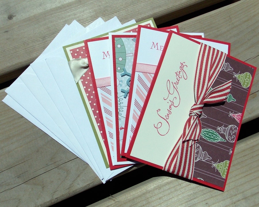 Handmade Christmas Cards - Set of 5 Cards with Envelopes - Holiday Greeting Cards - Stampin Up