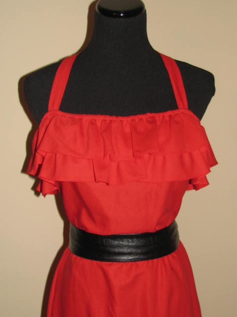 Saturday NIGHT Fever Studio 54 Sexy RED Dress // Frilly Ruffle Flounce New Raves Size 9 Halloween Costume 70's 80's