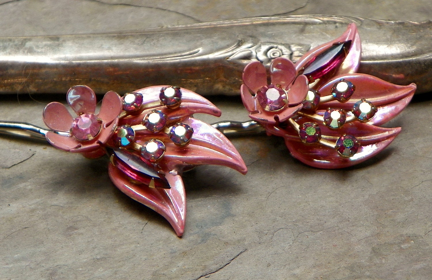 Decorative Spring Summer Bridal Pink Vintage Bobby Pins