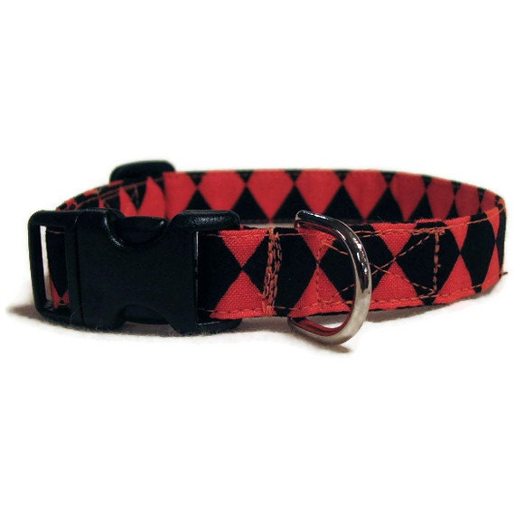Dog Collar Halloween Black and Orange - Adjustable - Large Size 3/4"