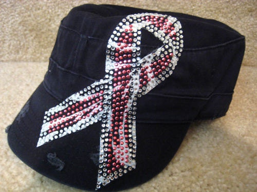 BLaCk CaDeT HaT/CaP---CrYsTaL RhInEsToNe ZeBrA PiNk BrEaSt CaNcEr AwArEnEsS RiBBoN