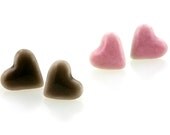 Pink porcelain heart stud earrings