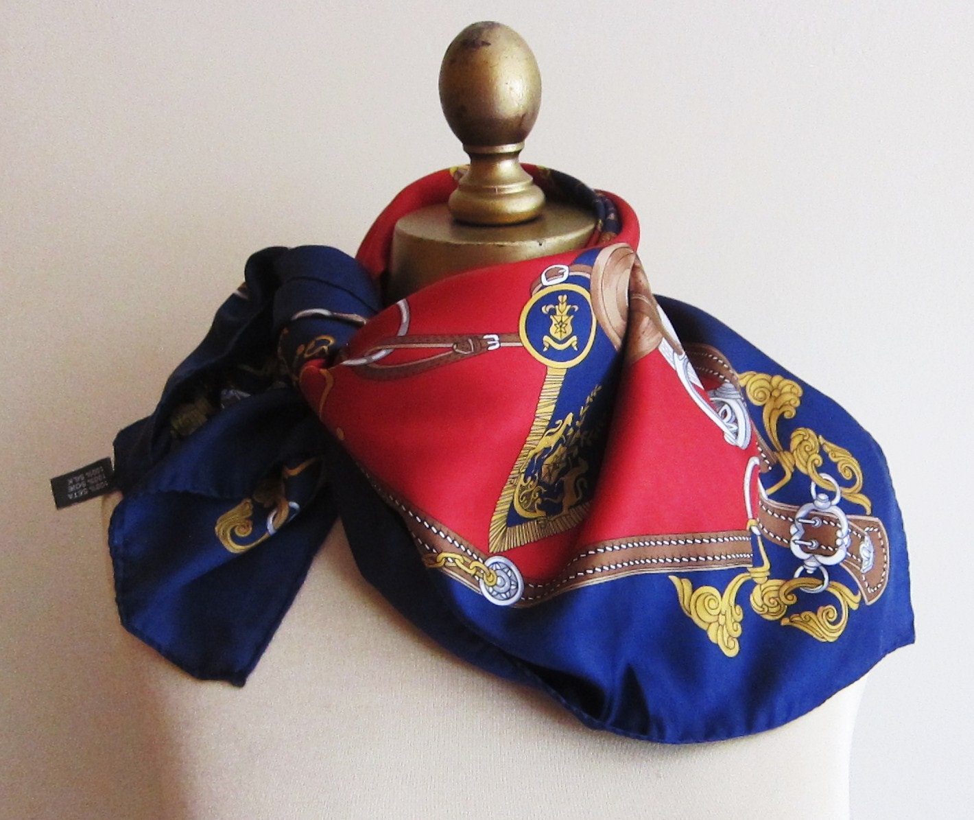 Equestrian silk scarf 70s 80s made in Italy
