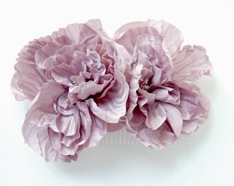 Handmade pink silk satin flower hair comb